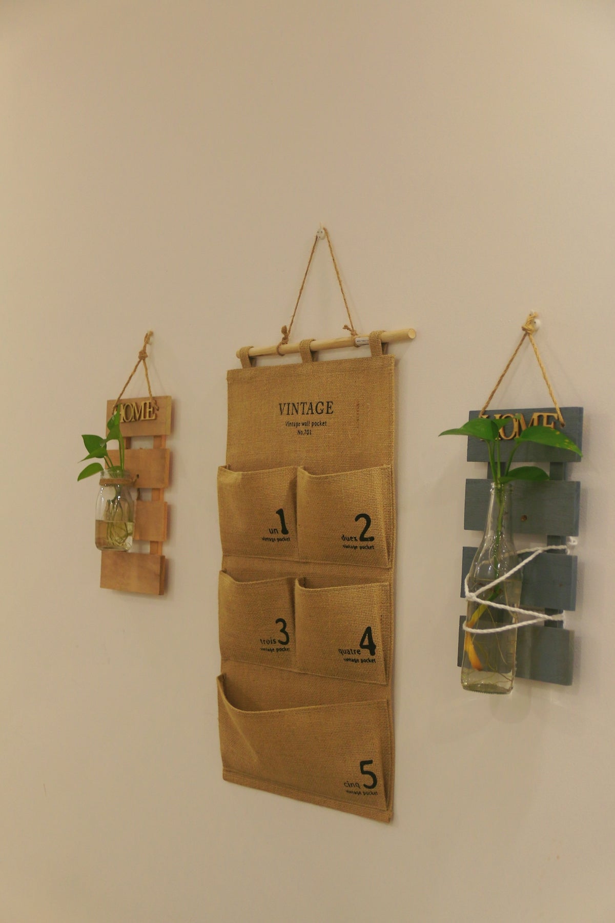 a couple of bags hanging on a wall