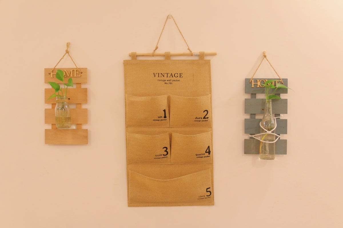 a couple of bags hanging on a wall