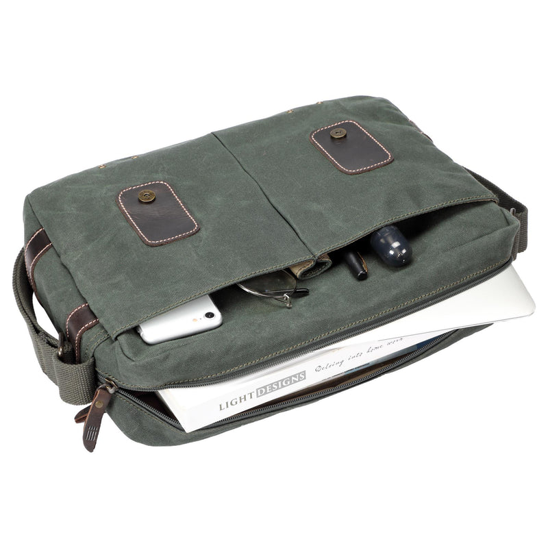 TRP0548 Troop London Heritage Canvas Messenger Bag, Shoulder Bag, 13” Laptop Bag