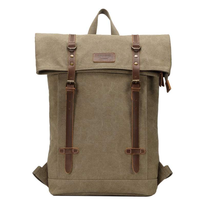 TRP0425 Troop London Heritage Canvas 15" Laptop Backpack, Smart Casual Daypack with Foldable Top