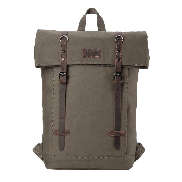 TRP0425 Troop London Heritage Canvas 15" Laptop Backpack, Smart Casual Daypack with Foldable Top