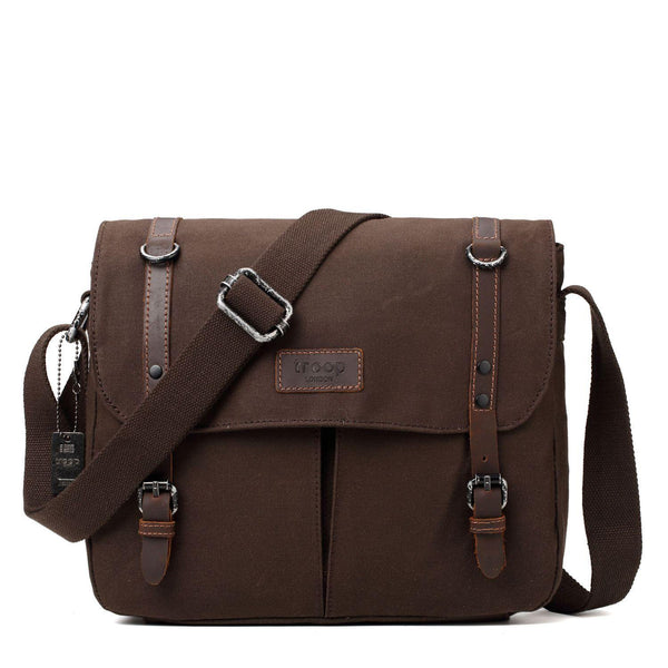 TRP0426 Troop London Heritage Canvas Messenger Bag, Canvas Satchel, Tablet Friendly Shoulder Bag