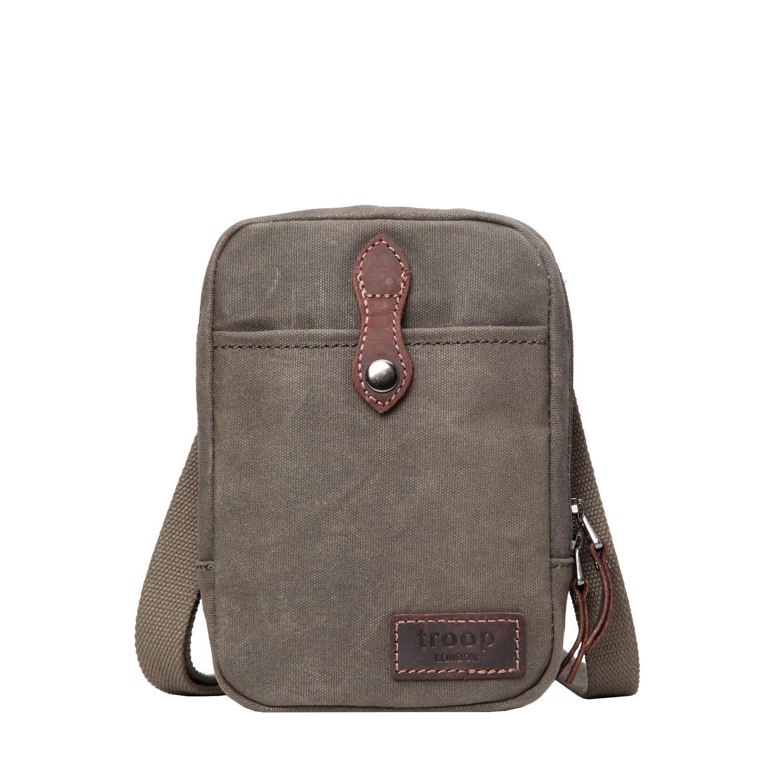 TRP0439 Troop London Heritage Canvas Across body Bag, Small Travel Bag