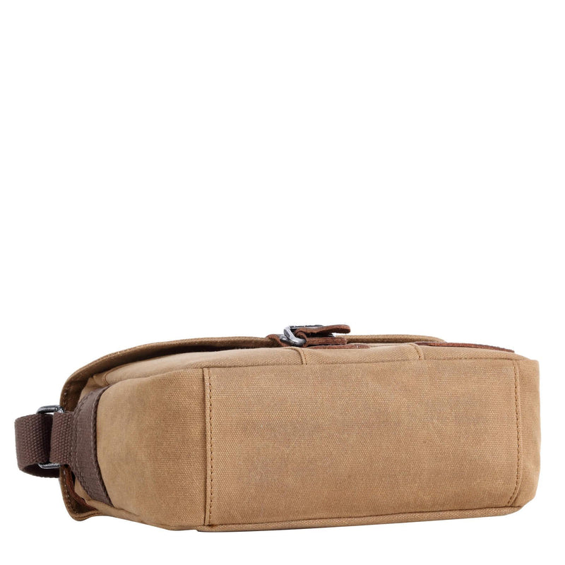 TRP0440 Troop London Heritage Canvas Leather Across body Bag, Small Travel Bag