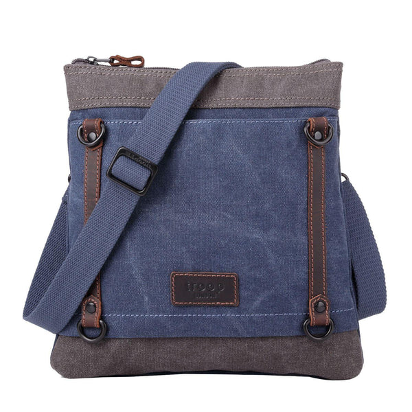 TRP0467 Troop London Heritage Waxed Canvas Across Body Bag, Slim Travel Bag - Troop London 